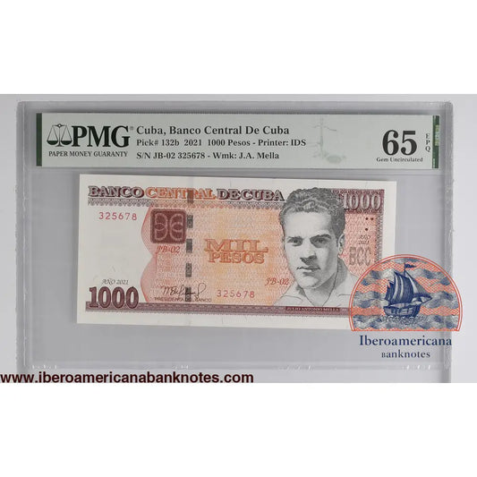Cuba. Banco Central de Cuba 1000 Pesos 2021 P 132B Prefix: JB-02 65 EPQ