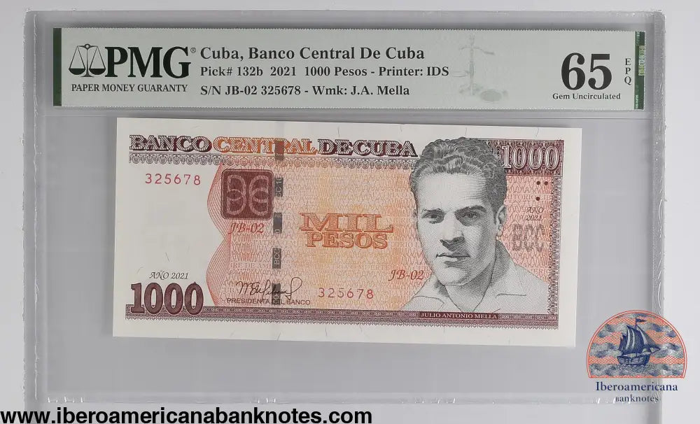 Cuba. Banco Central de Cuba 1000 Pesos 2021 P 132B Prefix: JB-02 65 EPQ