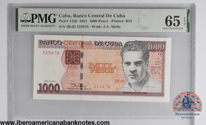 Cuba. Banco Central de Cuba 1000 Pesos 2021 P 132B Prefix: JB-02 65 EPQ