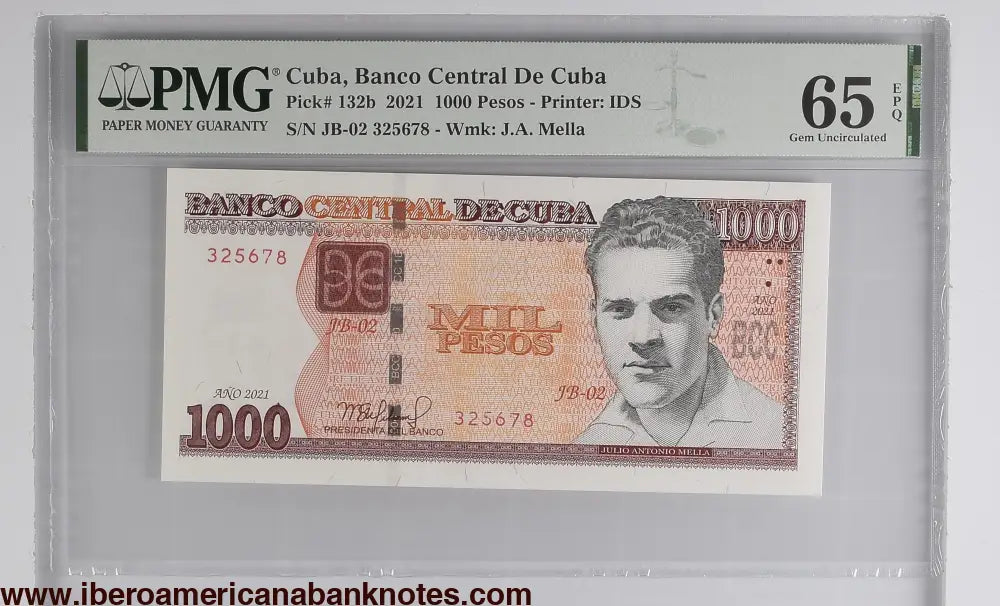 Cuba. Banco Central de Cuba 1000 Pesos 2021 P 132B Prefix: JB-02 65 EPQ