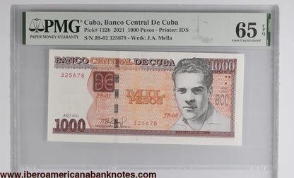 Cuba. Banco Central de Cuba 1000 Pesos 2021 P 132B Prefix: JB-02 65 EPQ