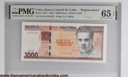 Cuba. Banco Central de Cuba 1000 Pesos 2023 Replacement P 132c* Prefix: JZ-04 Grade 65 EPQ TOP POP