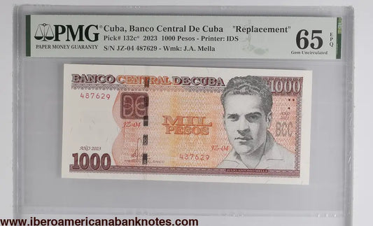 Cuba. Banco Central de Cuba 1000 Pesos 2023 Replacement P 132c* Prefix: JZ-04 Grade 65 EPQ TOP POP