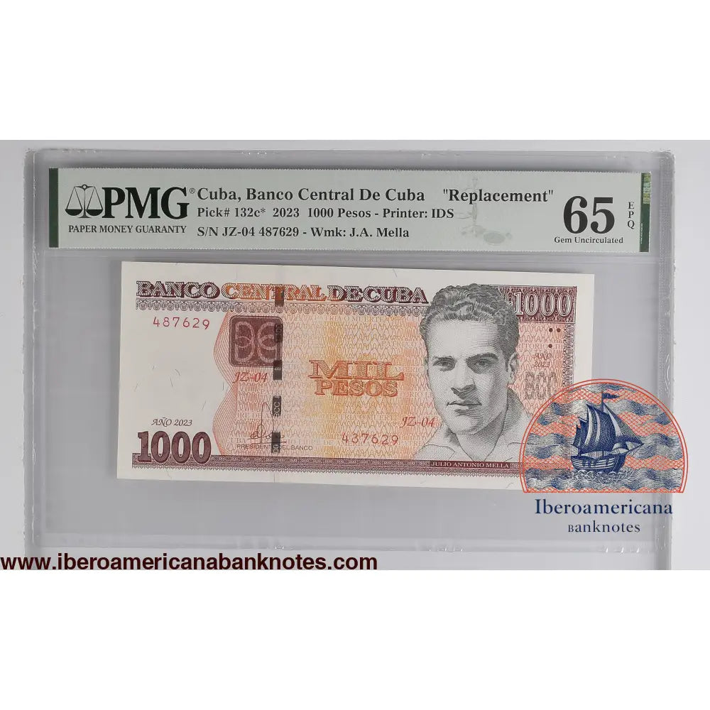 Cuba. Banco Central de Cuba 1000 Pesos 2023 Replacement P 132c* Prefix: JZ-04 Grade 65 EPQ TOP POP