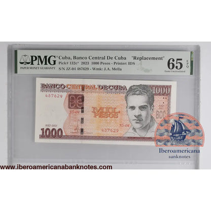 Cuba. Banco Central de Cuba 1000 Pesos 2023 Replacement P 132c* Prefix: JZ-04 Grade 65 EPQ TOP POP