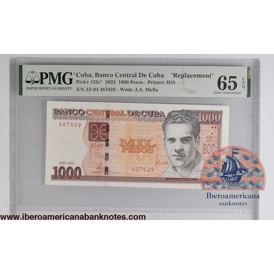 Cuba. Banco Central de Cuba 1000 Pesos 2023 Replacement P 132c* Prefix: JZ-04 Grade 65 EPQ TOP POP