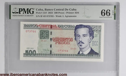 Cuba. Banco Central de Cuba 500 Pesos 2023 P 131F Prefix: IF-03 Grade 66 EPQ