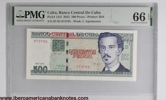 Cuba. Banco Central de Cuba 500 Pesos 2023 P 131F Prefix: IF-03 Grade 66 EPQ