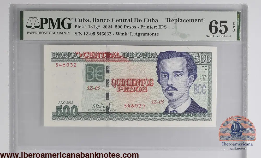 Cuba. Banco Central de Cuba 500 Pesos 2023 Replacement P 131g* Prefix: IZ-05 Grade 65 EPQ