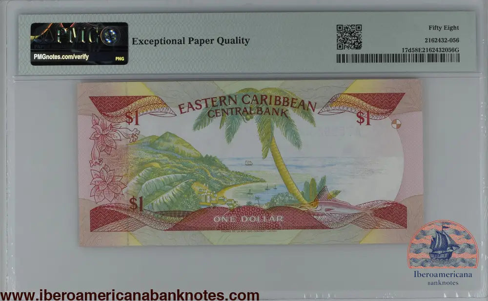 East Caribbean States / Dominica ND (1985-88) P-17d PMG Choice About UNC 58 EPQ 1 Dollar