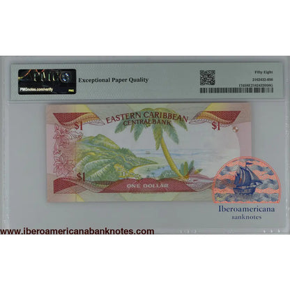 East Caribbean States / Dominica ND (1985-88) P-17d PMG Choice About UNC 58 EPQ 1 Dollar