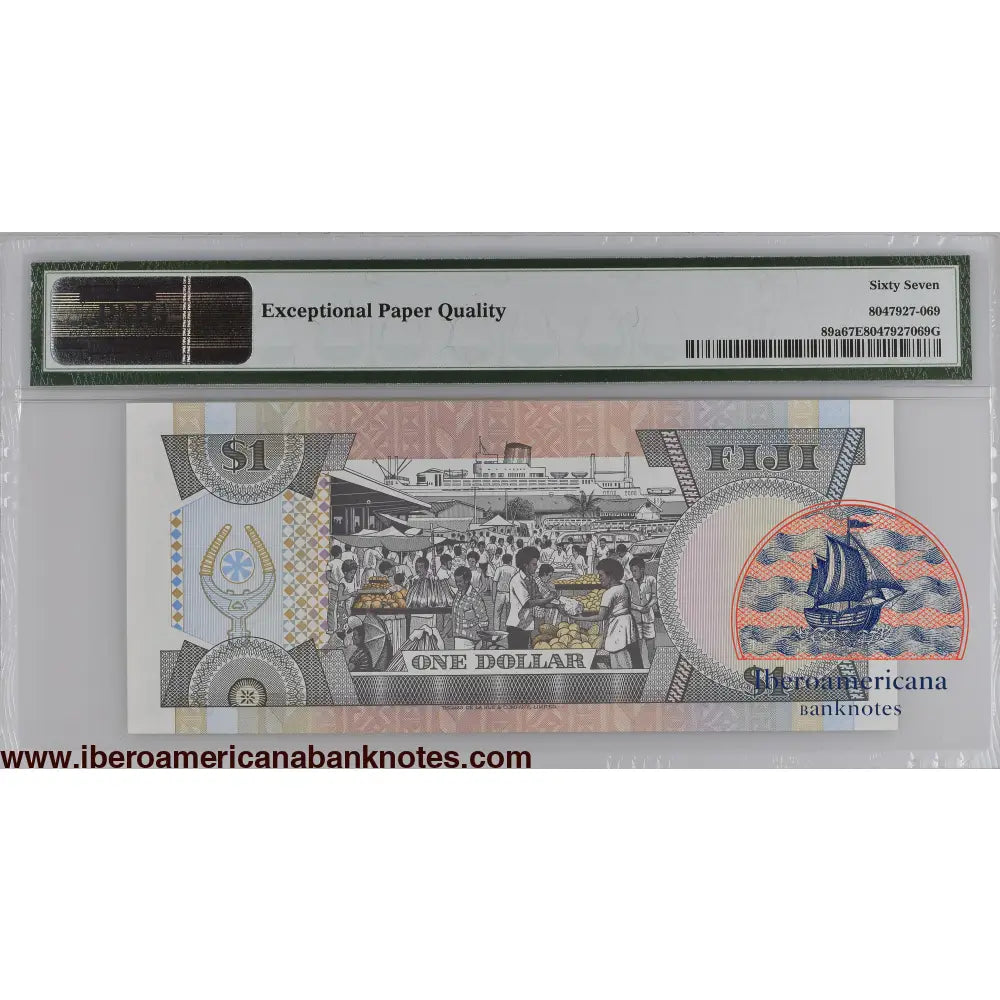 Fiji ND (1993) P-89a PMG Superb Gem UNC 67 EPQ 1 Dollar