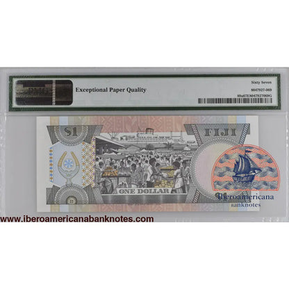 Fiji ND (1993) P-89a PMG Superb Gem UNC 67 EPQ 1 Dollar