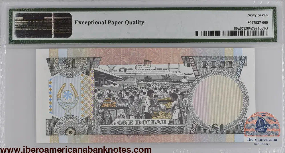 Fiji ND (1993) P-89a PMG Superb Gem UNC 67 EPQ 1 Dollar