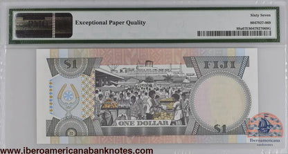 Fiji ND (1993) P-89a PMG Superb Gem UNC 67 EPQ 1 Dollar