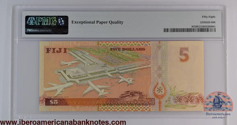 Fiji ND (1995) P-97 PMG Choice About UNC 58 EPQ 5 Dollars