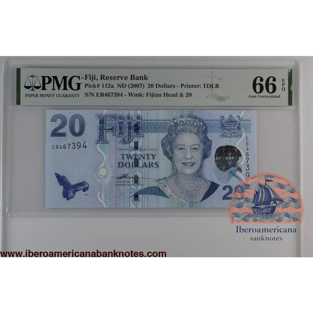 Fiji ND (2007) P-112a PMG Gem UNC 66 EPQ 20 Dollars