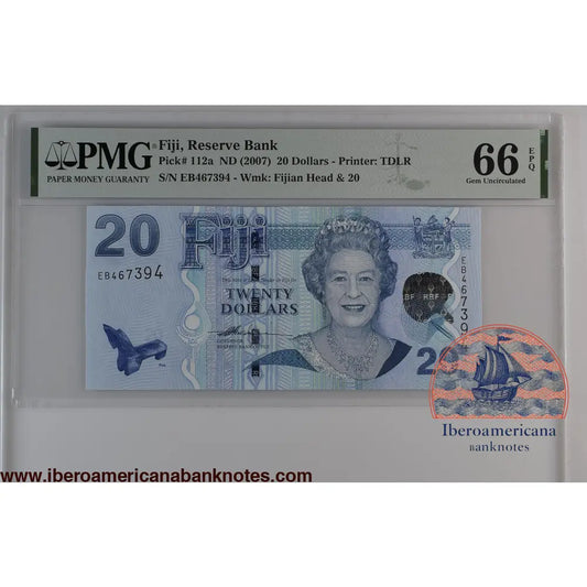 Fiji ND (2007) P-112a PMG Gem UNC 66 EPQ 20 Dollars