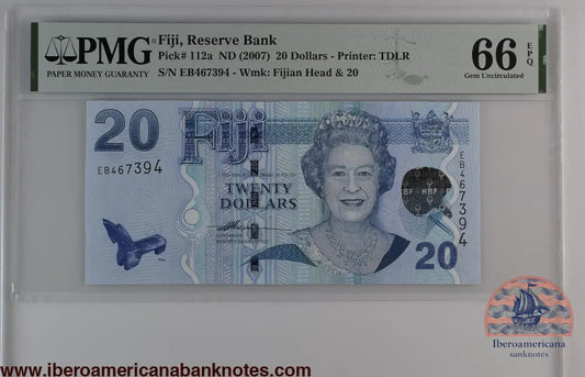 Fiji ND (2007) P-112a PMG Gem UNC 66 EPQ 20 Dollars