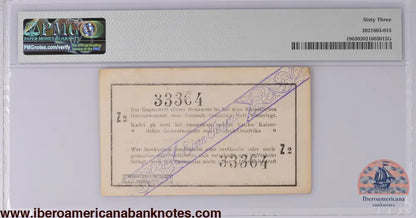 German East Africa 1.2.1916 P-19 PMG Choice UNC 63 1 Rupie