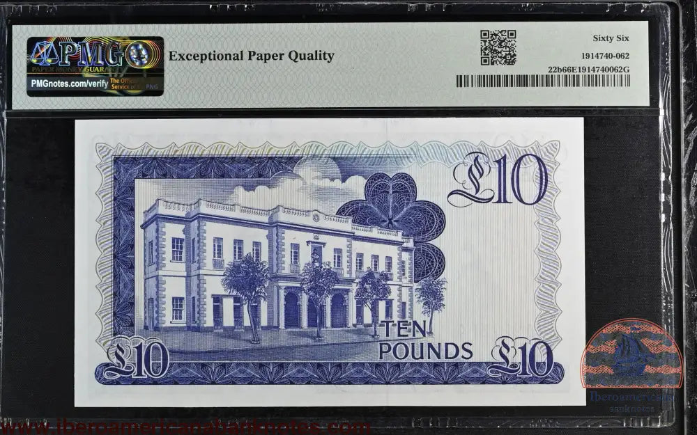 Gibraltar. 10 Pounds 1986 Elizabeth II P-22b Last Date for Type PMG 66 EPQ