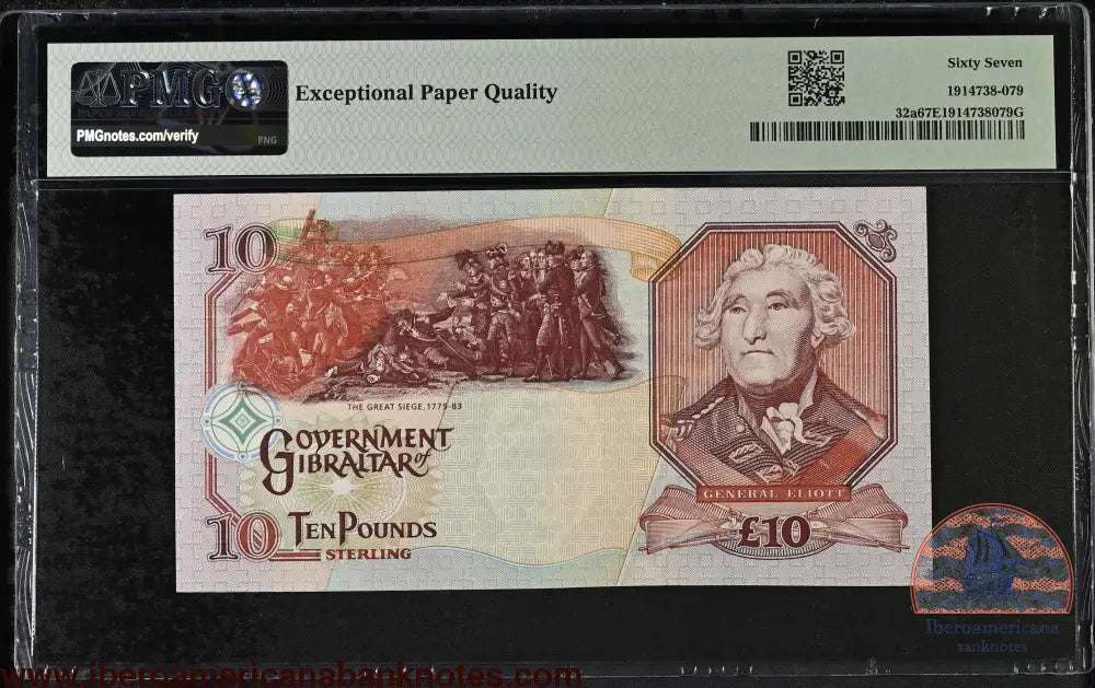 Gibraltar. 10 Pounds 2006 Elizabeth II P-32a AA Prefix PMG 67 EPQ