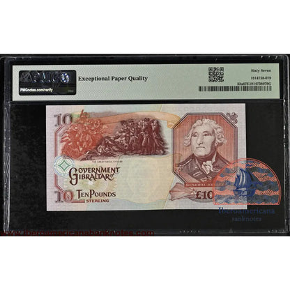 Gibraltar. 10 Pounds 2006 Elizabeth II P-32a AA Prefix PMG 67 EPQ