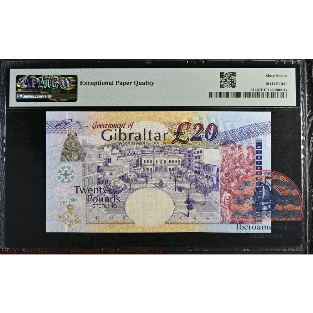 Gibraltar 20 Pounds 2004 Elizabeth II P-31a PMG67EPQ