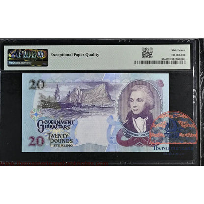 Gibraltar. 20 Pounds 2006 Elizabeth II P-33a AB Prefix PMG 67 EPQ