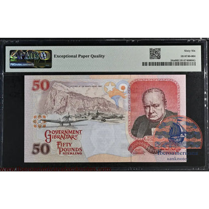 Gibraltar. 50 Pounds 2006 Elizabeth II P-34a Prefix AA PMG 66 EPQ