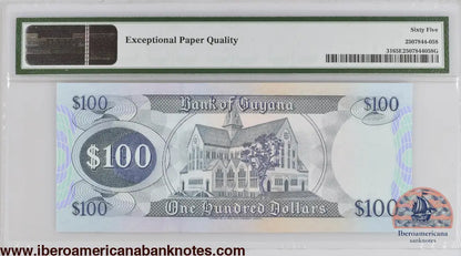 Guyana ND (1999) P-31 PMG Gem UNC 65 EPQ 100 Dollars