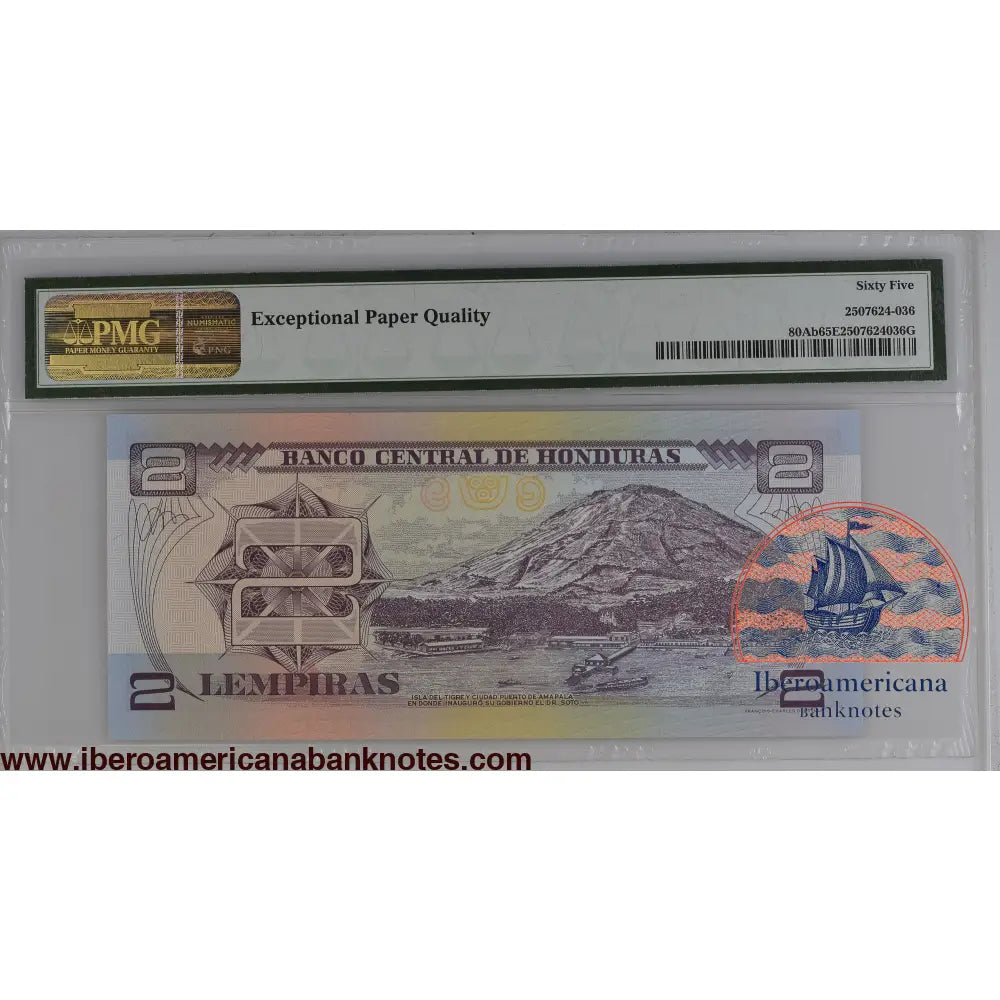 Honduras 14.12.2000 P-80Ab PMG Gem UNC 65 EPQ 2 Lempiras