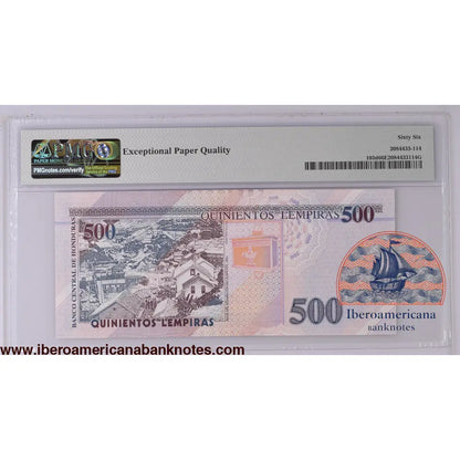 Honduras 20.6.2019 P-103d PMG Gem UNC 66 EPQ 500 Lempiras