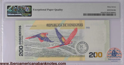 Honduras 2019 P-105a PMG Superb Gem UNC 67 EPQ 200 Lempiras