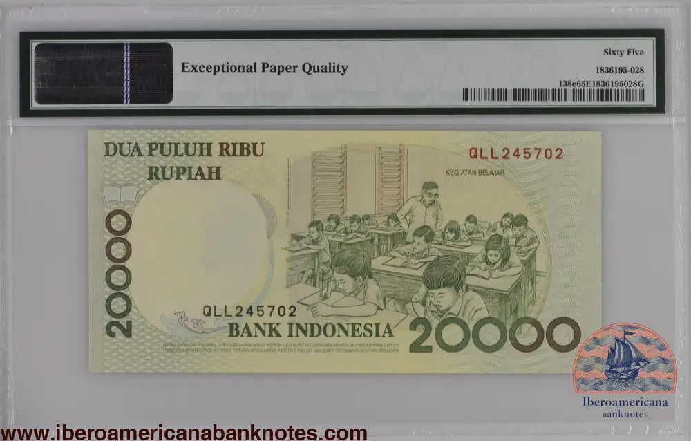 Indonesia 1998 / 2002 P-138e PMG Gem UNC 65 EPQ 20,000 Rupiah