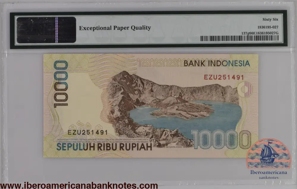 Indonesia 1998 / 2004 P-137g PMG Gem UNC 66 EPQ 10,000 Rupiah