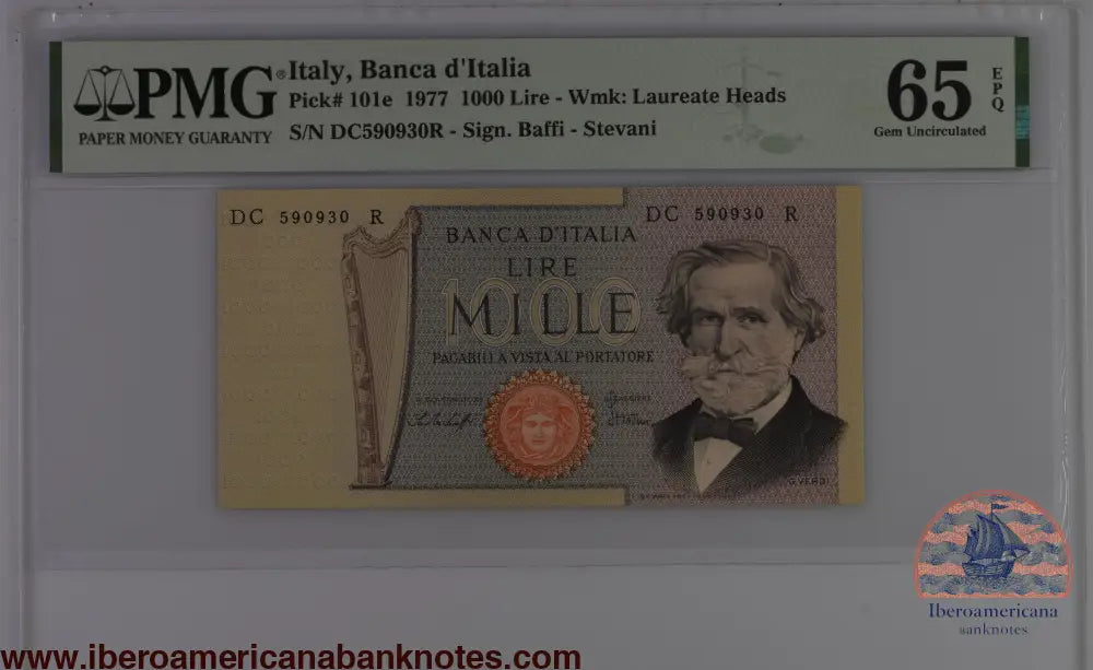 Italy 10.1.1977 P-101e PMG Gem UNC 65 EPQ 1000 Lire