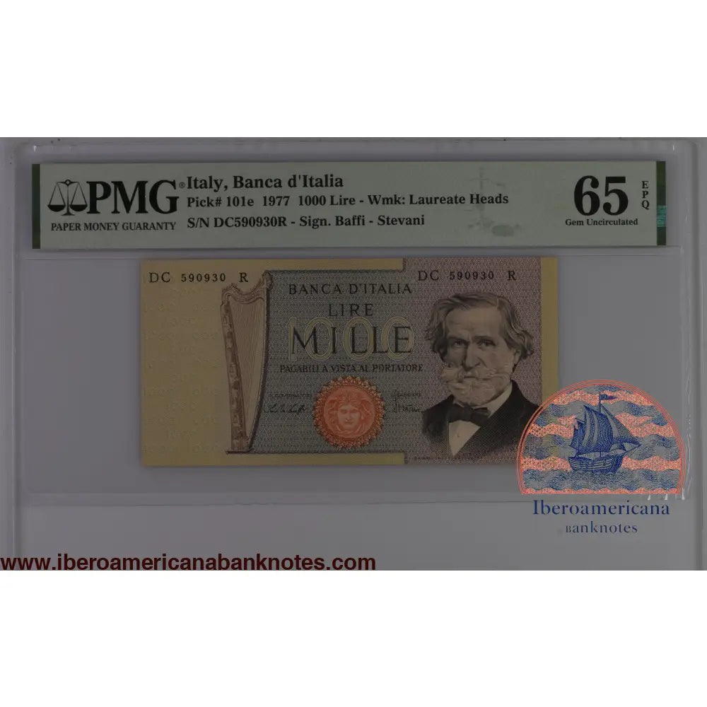 Italy 10.1.1977 P-101e PMG Gem UNC 65 EPQ 1000 Lire