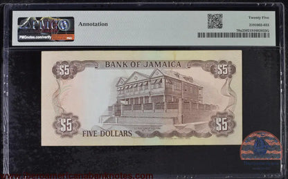 Jamaica 5 dollars 1985 P70a PMG 25