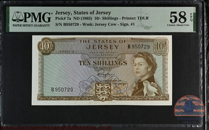 Jersey 10 Shillings 1963 P 7a PMG 58 EPQ