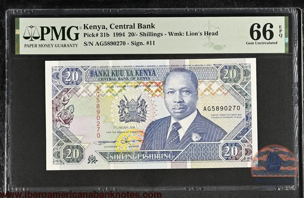 Kenya 20 Shillings 1994 P31b Grade PMG 66 EPQ