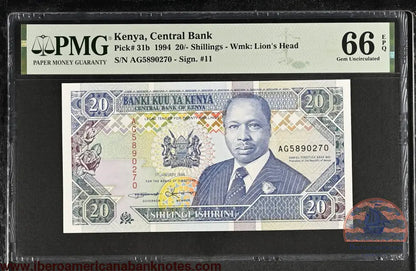 Kenya 20 Shillings 1994 P31b Grade PMG 66 EPQ