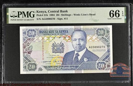 Kenya 20 Shillings 1994 P31b Grade PMG 66 EPQ