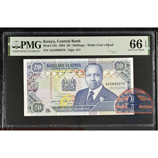 Kenya 20 Shillings 1994 P31b Grade PMG 66 EPQ