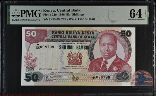 Kenya. 50 Shillings 1986 P 22c Grade PMG 64 EPQ