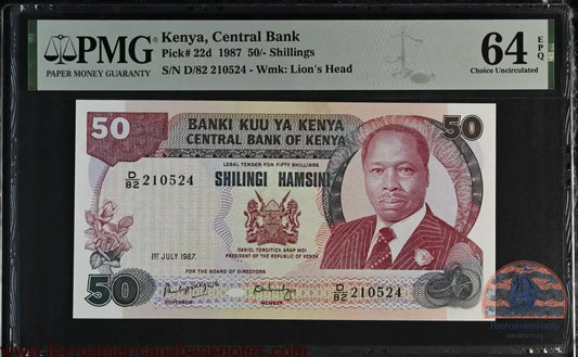 Kenya. 50 Shillings 1987 P 22d Grade PMG 64 EPQ