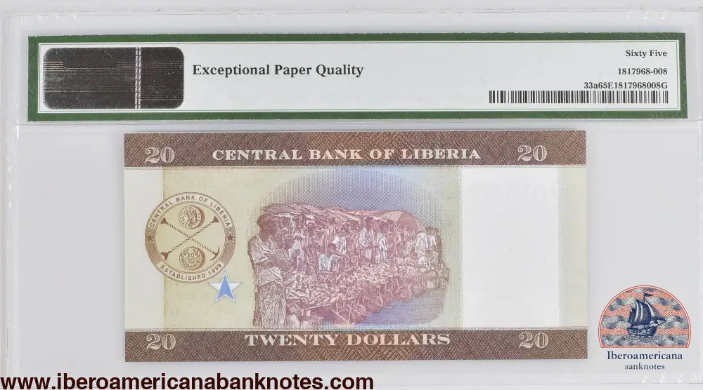 Liberia 2016 P-33a PMG Gem UNC 65 EPQ 20 Dollars