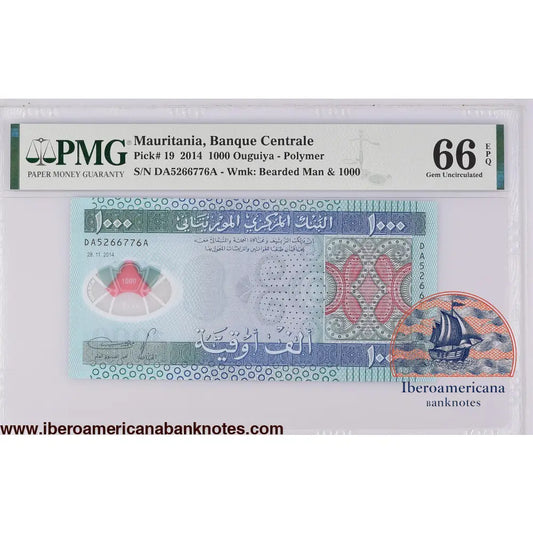 Mauritania 28.11.2014 P-19 PMG Gem UNC 66 EPQ 1000 Ouguiya