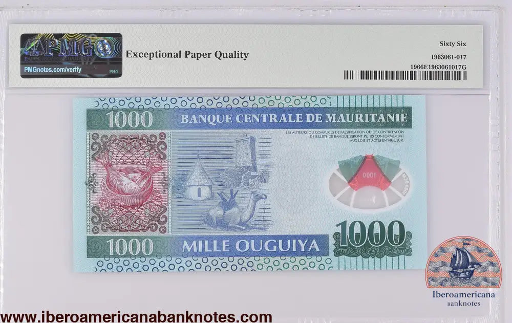 Mauritania 28.11.2014 P-19 PMG Gem UNC 66 EPQ 1000 Ouguiya