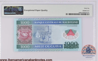Mauritania 28.11.2014 P-19 PMG Gem UNC 66 EPQ 1000 Ouguiya